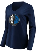 Dallas Mavericks Womens Navy Blue Primary V LS Tee