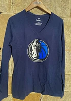 Dallas Mavericks Womens Navy Blue Primary V LS Tee