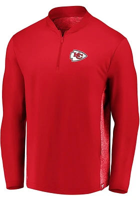 Kansas City Chiefs Mens Red Iconic Clutch Long Sleeve Qtr Zip Pullover