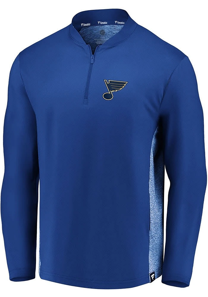 St Louis Blues Mens Blue Iconic Clutch Long Sleeve Qtr Zip Pullover