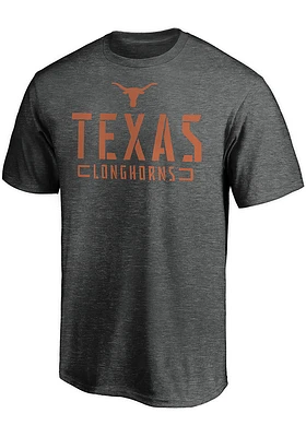 Texas Longhorns Charcoal Stealth Stencil Stack Short Sleeve T Shirt