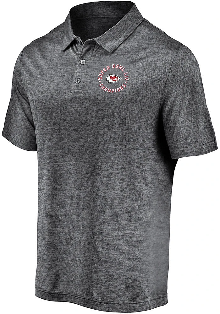 Kansas City Chiefs Mens Grey Super Bowl LIV Champions Motion Short Sleeve Polo