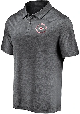 Kansas City Chiefs Mens Grey Super Bowl LIV Champions Motion Short Sleeve Polo