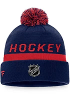 Columbus Blue Jackets Navy Blue Authentic Pro Locker Room Pom Mens Knit Hat