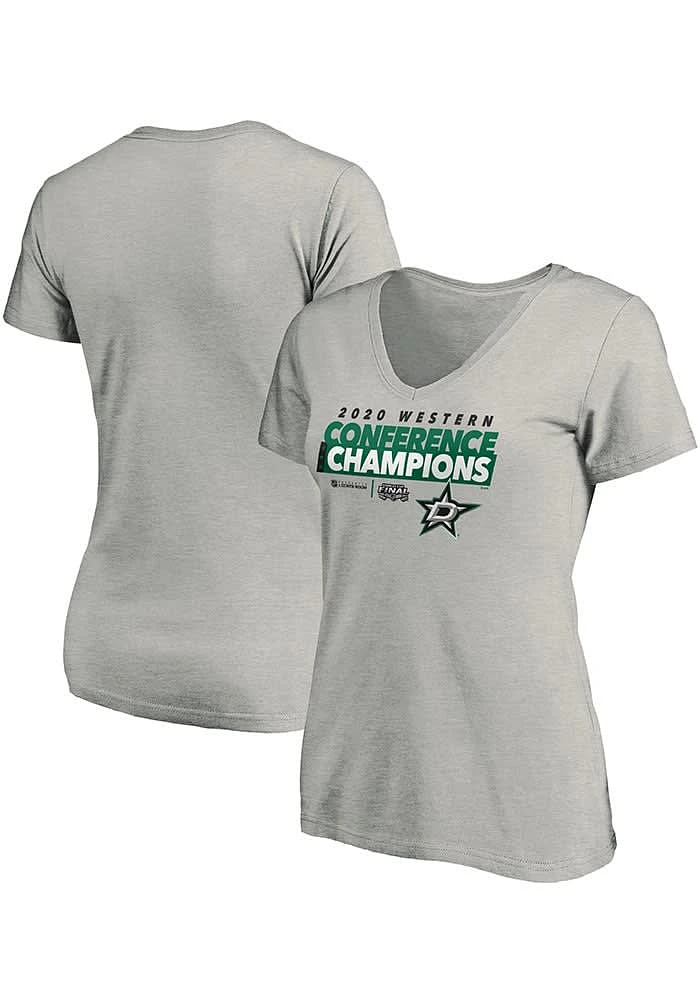 Dallas Stars Womens Grey 2020 NHL Conference Champs Locker Room Short Sleeve T-Shirt