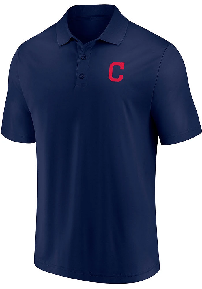 Cleveland Guardians Mens Navy Blue Team Poly Polo Short Sleeve