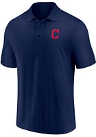 Cleveland Guardians Mens Navy Blue Team Poly Polo Short Sleeve