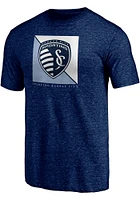 Sporting Kansas City Navy Blue Diagonal Crest Short Sleeve Fashion T Shirt