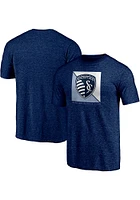 Sporting Kansas City Navy Blue Diagonal Crest Short Sleeve Fashion T Shirt