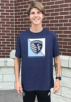Sporting Kansas City Navy Blue Diagonal Crest Short Sleeve Fashion T Shirt