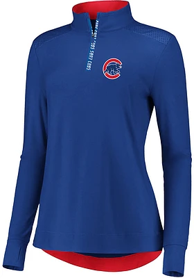 Chicago Cubs Womens Blue Iconic Qtr Zip Pullover