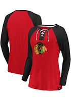 Chicago Blackhawks Womens Red Break Out LS Tee