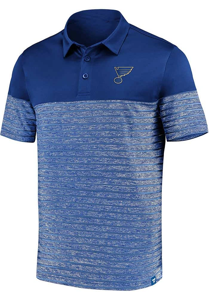 St Louis Blues Mens Blue Iconic Shadow Stripe Short Sleeve Polo
