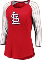 St Louis Cardinals Womens Red Pinstripe LS Tee