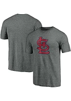 St Louis Cardinals Grey Distressed Primary Logo Short Sleeve Fashion T Shirt
