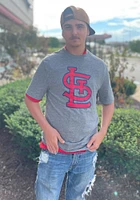 St Louis Cardinals Grey Distressed Primary Logo Short Sleeve Fashion T Shirt