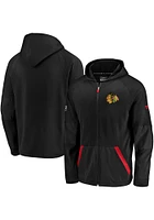 Chicago Blackhawks Mens Black Gridback FZ Long Sleeve Zip