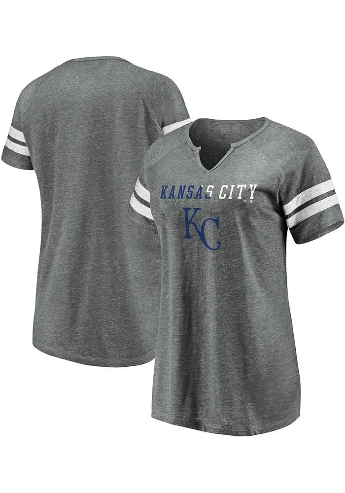 Kansas City Royals Womens Charcoal Notch Short Sleeve T-Shirt