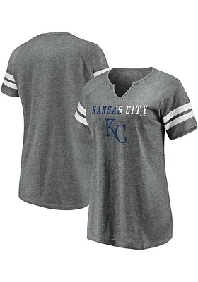 Kansas City Royals Womens Charcoal Notch Short Sleeve T-Shirt