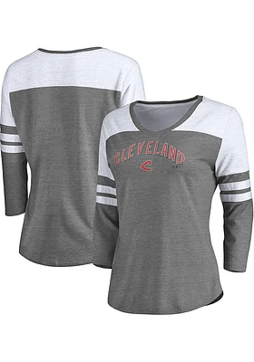Cleveland Guardians Womens Grey Knit LS Tee