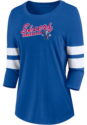 Philadelphia 76ers Womens Blue Knit LS Tee