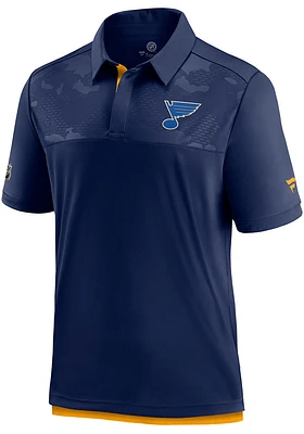 St Louis Blues Mens Navy Blue AP Locker Room Polo Short Sleeve
