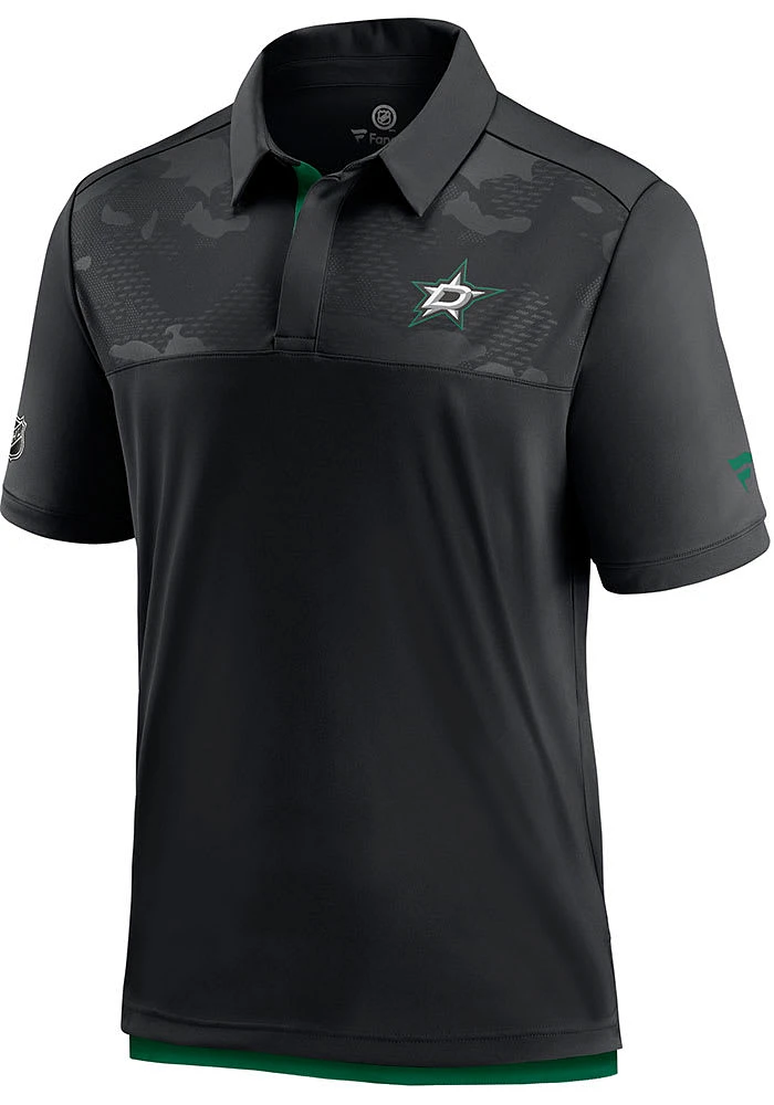 Dallas Stars Mens Black AP Locker Room Polo Short Sleeve