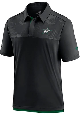 Dallas Stars Mens Black AP Locker Room Polo Short Sleeve