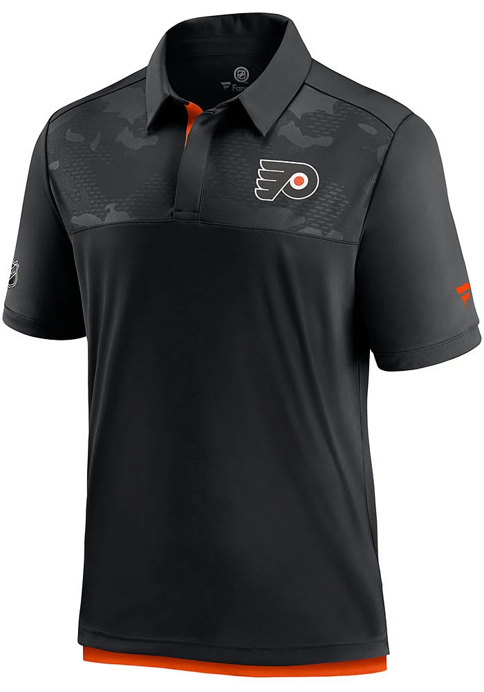 Philadelphia Flyers Mens Black AP Locker Room Polo Short Sleeve