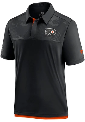 Philadelphia Flyers Mens Black AP Locker Room Polo Short Sleeve