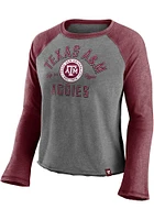 Texas A&M Aggies Womens Grey Block Party Crop LS Tee