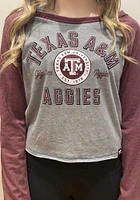 Texas A&M Aggies Womens Grey Block Party Crop LS Tee