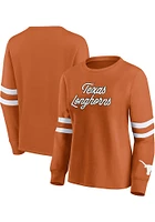 Texas Longhorns Womens Burnt Orange Block Party Fleece Crew Sweatshirt