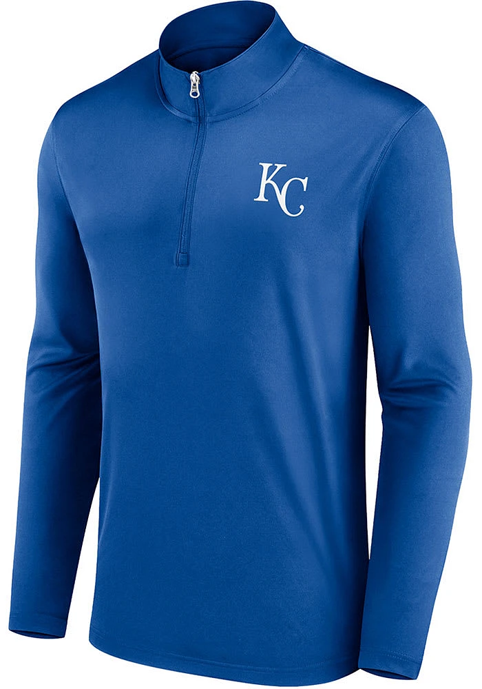 Kansas City Royals Mens Blue Team Poly QZ Long Sleeve Qtr Zip Pullover