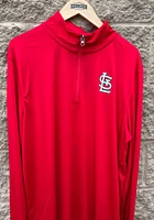 St Louis Cardinals Mens Red Team Poly QZ Long Sleeve Qtr Zip Pullover
