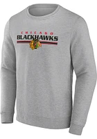 Chicago Blackhawks Mens Grey Block Party Crew Long Sleeve Sweatshirt