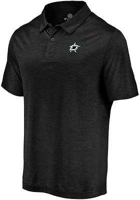 Dallas Stars Mens Black Core Striated Short Sleeve Polo