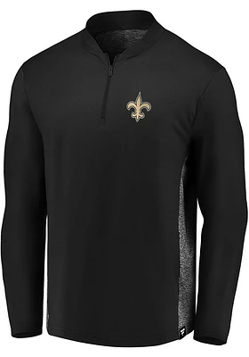 New Orleans Saints Mens Black Iconic Clutch Long Sleeve Qtr Zip Pullover