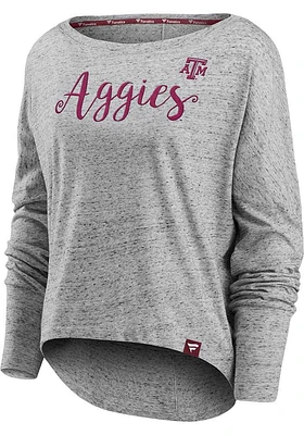 Texas A&M Aggies Womens Grey Iconic Speckled LS Tee