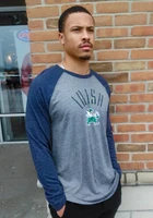 Notre Dame Fighting Irish Charcoal Triblend Rough N Tough Raglan Long Sleeve Fashion T Shirt