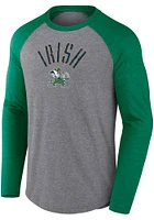 Notre Dame Fighting Irish Charcoal Triblend Rough N Tough Raglan Design Long Sleeve Fashion T Shir..