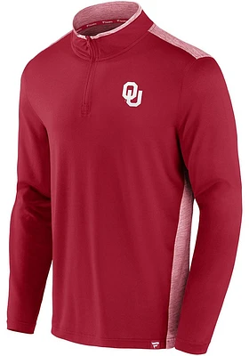 Oklahoma Sooners Mens Crimson Iconic Brushed Poly Long Sleeve Qtr Zip Pullover