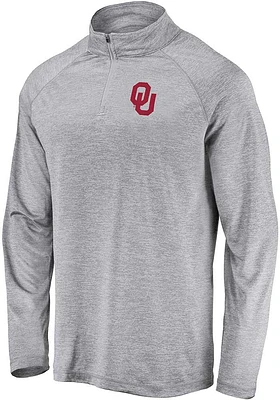 Oklahoma Sooners Mens Grey Striated Long Sleeve Qtr Zip Pullover
