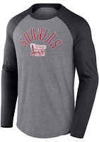 Oklahoma Sooners Charcoal Triblend Rough N Tough Raglan Long Sleeve Fashion T Shirt