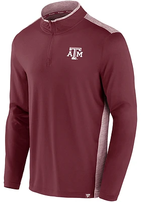 Texas A&M Aggies Mens Maroon Iconic Brushed Poly Long Sleeve Qtr Zip Pullover