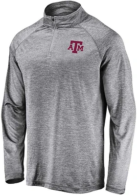 Texas A&M Aggies Mens Grey Striated Long Sleeve Qtr Zip Pullover