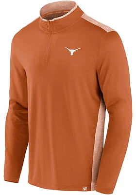 Texas Longhorns Mens Burnt Orange Iconic Brushed Poly Long Sleeve Qtr Zip Pullover