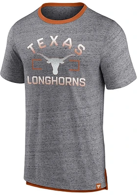 Texas Longhorns Charcoal Iconic Speckled Ringer Short Sleeve Fashion T Shirt
