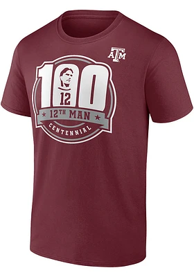 Texas A&M Aggies Maroon 12th Man Centennial Short Sleeve T Shirt