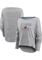 Chicago Cubs Womens Grey Iconic LS Tee